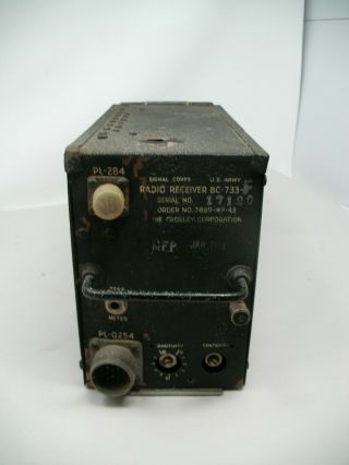 Vintage Us Army Signal Corps Bc - 733 - ? Radio Receiver Crosley Corp.