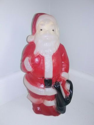 Vintage Blow Mold Lighted Santa Claus With Black Bag Empire Plastic Corp 1968