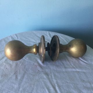 Pair X2 Vintage Solid Brass Door Handles.  Heavy Knobs