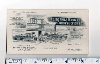 Oakland California Bridge And Construction Co Vintage Trade Card Aa1536