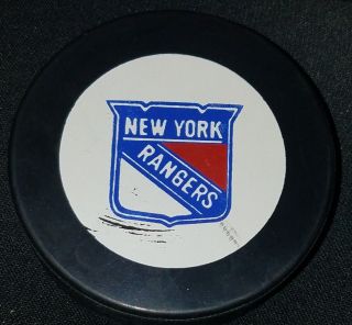 1980s York Rangers Inglasco Vintage Canada Nhl Hockey Game Puck Old Gem