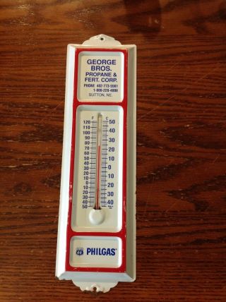 Vintage Phillips 66 Pole Thermometer George Bros.  Propane Sutton,  Ne