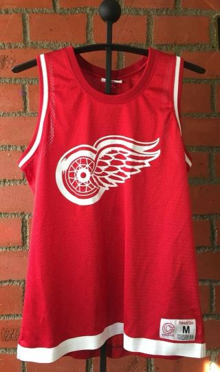 Vtg Detroit Red Wings Mitchell & Ness Red Concepts Tank Top Jersey Sz Md