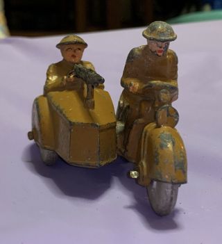 Vintage Barclay Manoil Toy Lead Soldier Motorcycle & Side Car