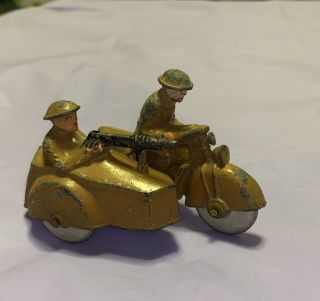 VINTAGE BARCLAY MANOIL TOY LEAD SOLDIER MOTORCYCLE & SIDE CAR 3