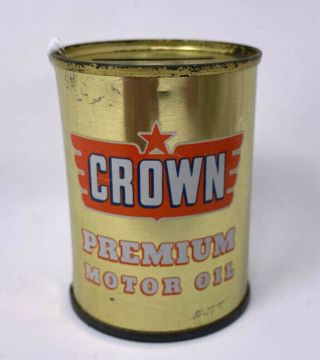 Vintage Crown Motor Oil Mini Can Bank Gas Station Giveaway Promo Premium