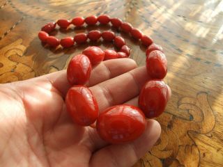 Antique Deco Bakelite Cherry Amber Beads Necklace