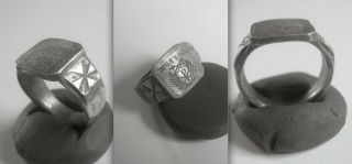 Med.  Knights Crusader Silver Ring From The Order Of Saint Michael Of The Wing