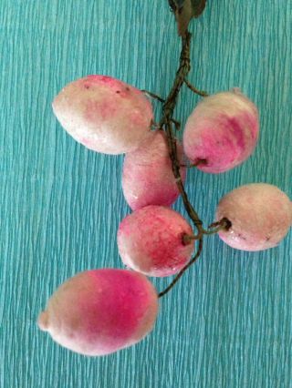 Antique German Christmas Ornament Spun Cotton Cluster Of Pink Berries