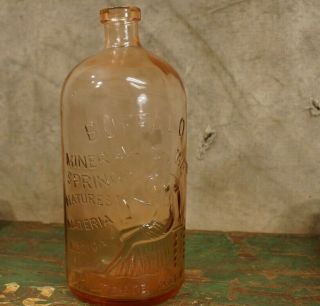 Antique Buffalo Mineral Springs Water Bottle Pink (hard To Find Color) 10.  5 "