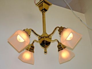 Antique Mission,  Arts And Craftsman,  Bungalow,  Chandelier,  Frosted Glass Shades