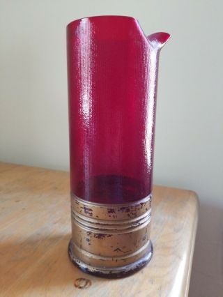 Antique Red Imperial Glass Pitcher Trader Vics Shot Gun Shell
