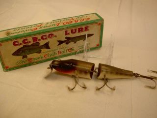 Vintage Old Fishing Lure Ccb Creek Chub Jointed Husky Pikie 5500 Wood Ge