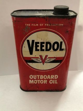 Vintage Veedol Outboard Motor Oil Can.
