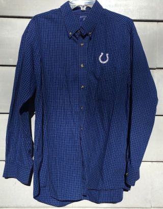 Indianapolis Colts Button Front Shirt by Antigua Men ' s Large 60 Cotton 40 Poly 2