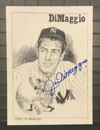 Joe Dimaggio Signed 5x7 Litho Print Autographed Auto Jsa Loa Ny Yankees Hof