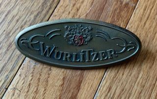 Old Vintage Wurlitzer Brass Nameplate Name Plate Tag Part
