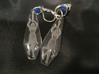 Vintage Crystal Earrings,  Sterling Silver Ear Wires.  Ballerina Isadora Duncan