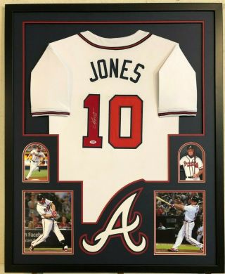 Framed Chipper Jones Autographed Signed Atlanta Braves Jersey Psa