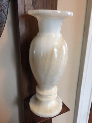 Handcrafted Vintage Alabaster Marble Footed Vase By Vermont Marble Co.  - 8’