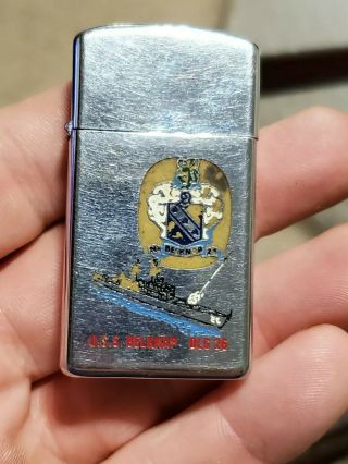 Vintage Slim Zippo Military Uss Belknap Dlg - 26 Decommissioned 1975 And 1995