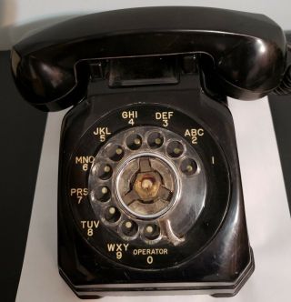 Vintage Stromberg Carlson Rotary Dial Telephone Black 1543w - K Mid Century Mod.