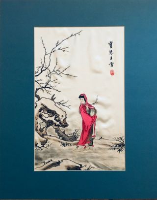 20TH CENTURY ANTIQUE CHINESE SILK EMBROIDERY TEXTILE PANEL OF MAGU IN SNOW 2