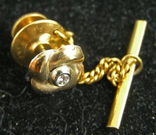 Vintage 14k Yellow Gold And Diamond Accent Tie Tack