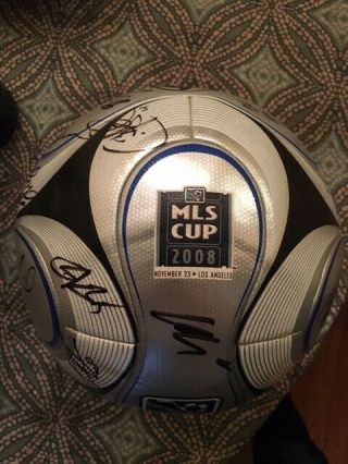 York Red Bulls 2008 Mls Cup Team Signed Soccer Ball And Soccer Poster