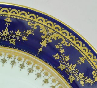 Set Of 12 Antique Copeland Spode Cobalt Blue Gold Service Dinner Plates 1907
