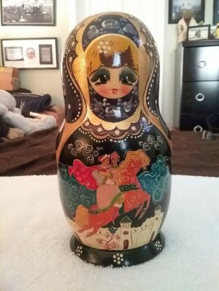 Russian Matryoshka Nesting Dolls Hand Painted 10pc.  Signed Fairy Tale Art Unique