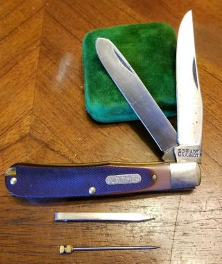 Vintage Schrade Usa 96ot Bearhead Trapper 2 Blade Folding Pocket Knife