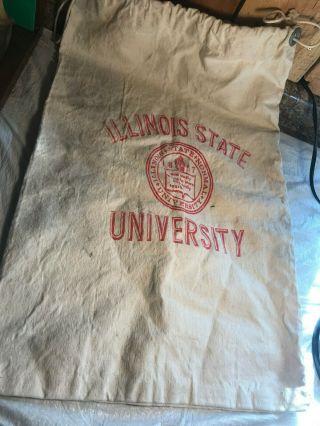 Vintage Illinois State University Canvas Draw String Laundry Bag