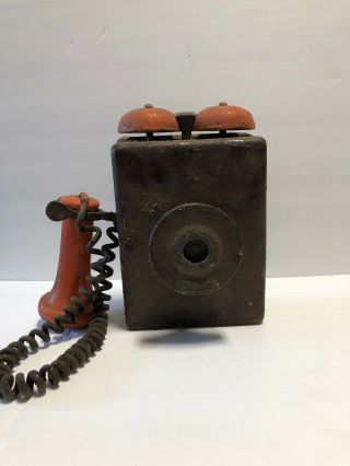 Antique Rare Leich Wall Telephone Black Bakelite Art Deco Model 333b W/ Handset