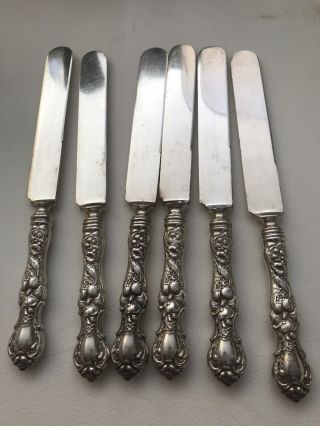Vintage 1835 R Wallace Silverplate Floral Pattern 6 Knives 16dwt