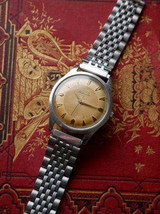 Vintage Doxa Tropical Dial Automatic Steel Watch 21 Jewels 1950s Swiss 35m
