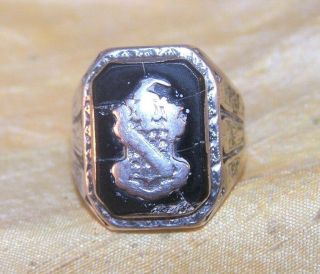 Vintage Phi Delta Theta Fraternity Art Deco Sterling Silver Crest Ring Sz 9 Old