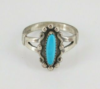 Vintage Southwestern Bell Trading Post Sterling Silver Turquoise Ring Size 7