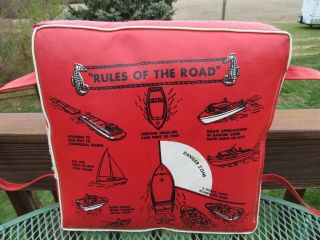 1950`s Rules Of The Road Vintage Boat Cushion Life Preserver Nautical Decor