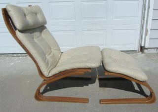 Vintage Ingmar Relling Lounge Chair W/ Ottoman Norway Mid Century Danish Modern