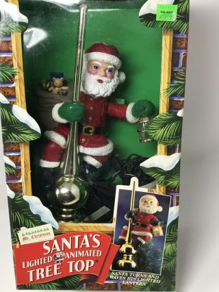 Mr.  Christmas Vintage 1994 Lighted Animated Santa Tree Top Waving Lantern