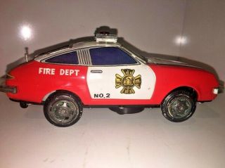 Vintage Tin Fire Chief Car No.  2 6017 Battery Op,  Made In Japan