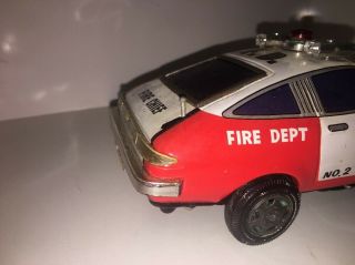 Vintage Tin Fire Chief Car No.  2 6017 Battery Op,  Made in Japan 2