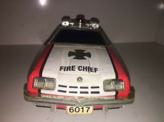 Vintage Tin Fire Chief Car No.  2 6017 Battery Op,  Made in Japan 3