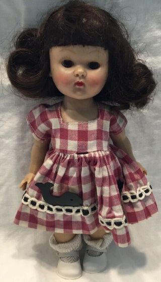 Vtg Vogue Ginny Doll 1950s Painted Lash Walker Sleep Eyes Whale Tagged Dress (3