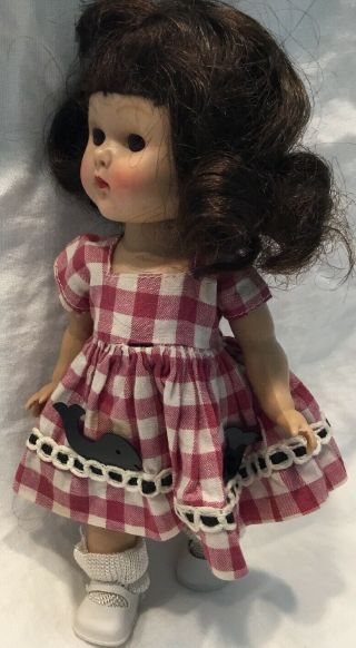 Vtg Vogue Ginny Doll 1950s Painted Lash Walker Sleep Eyes Whale Tagged Dress (3 3