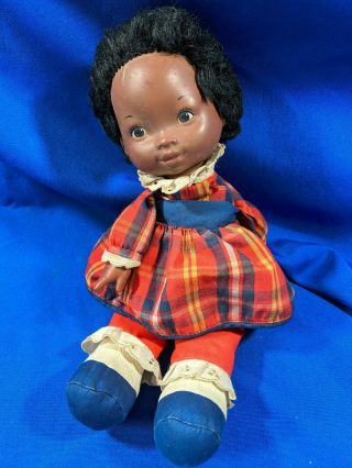 1973 " Lapsitter " Fisher Price Plush Doll Black Elizabeth 205 13 " Vtg 70s Toy