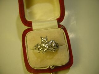 Hand Made Solid Silver " Fox " Ring Vintage Best Quality - Size R Intricate Detail