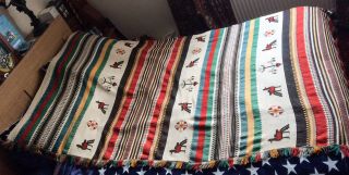 Vintage Peruvian Hand Woven Alpaca Wool Blanket/throw 94” X 49” South American