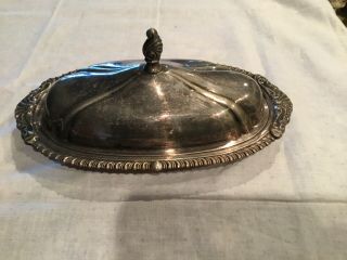 Vintage Sterling Silver Plated Butter Dish W/lid Glass Insert